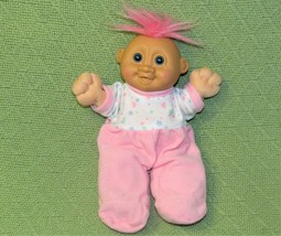 RUSS TROLL BABY DOLL 9&quot; PINK HAIR PAJAMAS BLUE EYES SOFT BODY BEDTIME LO... - $11.34