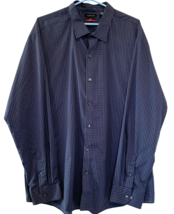 Van Heusen Flex Slim Fit Mens Shirt XXL18-18.5 Navy Blue Checkered Print... - $11.53