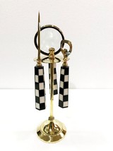 Vintage Brass Checker Magnifying Glass Bottle &amp; Letter Opener on Stand D... - £36.41 GBP
