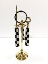 Vintage Brass Checker Magnifying Glass Bottle &amp; Letter Opener on Stand D... - £32.16 GBP