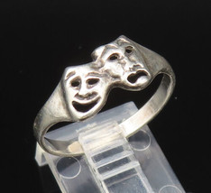 925 Silver - Vintage Theater Comedy Happy &amp; Sad Tragedy Mask Ring Sz 9 -... - £23.12 GBP