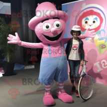 Pink Unicyclist mascot costume character dressed with a Mom Jeans and Hats - £909.60 GBP