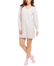 Charter Club Women Floral Thermal Waffle Knit Sleep Shirt Gown Pink Sock... - $26.00