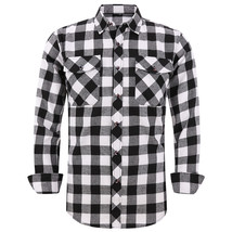 New Men&#39;s Plaid Flannel Shirt vintage style Casual Long-Sleeved Shirts - £14.13 GBP