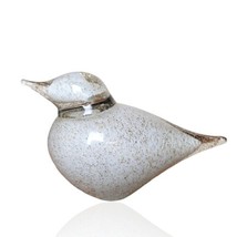 Studio A Art Granilla Glass Bird White &amp; Clear Gold Flecks Figurine Paperweight  - £68.27 GBP
