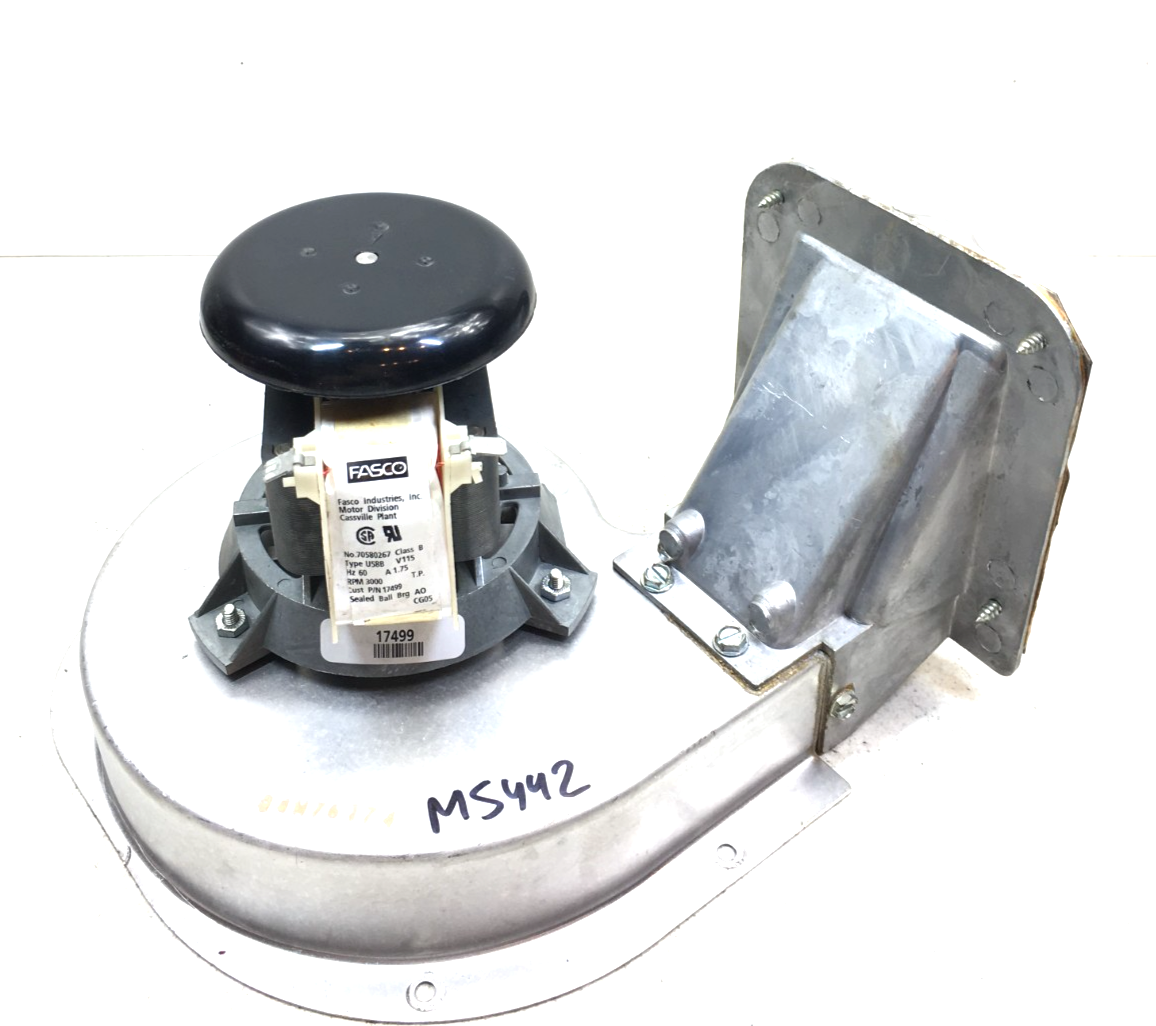 FASCO 70580267 Draft Inducer Blower Motor Assembly 17499 115V used #MS442 - $65.00