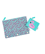 YOOBI 2 PIECE BINDER ZIP CASE SET SQUIGGLE POOL PARTY FAMINGO PENCIL CASES  - $9.49 CAD