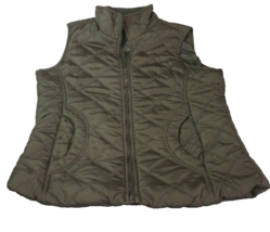 Ladies Black Puff Vest M Coldwater Creek Zip Closure Fleece Collar - £9.64 GBP