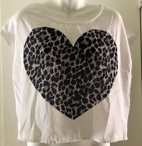 Divided H&amp;M Heart Print Shirt Top Blouse white Women&#39;s Size 8 Sleeveless cropped - £10.11 GBP