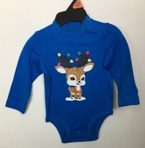 NEW Falls Creek Bodysuit 0-3 Months BABY Reindeer Christmas Lights Blue - £7.68 GBP