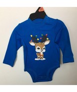 NEW Falls Creek Bodysuit 0-3 Months BABY Reindeer Christmas Lights Blue - £7.71 GBP