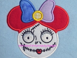 Minnie Sally Nightmare Before Christmas Applique Machine Embroidery Design  - $4.00