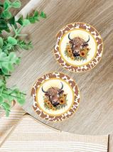 Highland Cow &amp; Sunflower with Cow Print Ceramic Car Coaster - 2 pack - $12.00