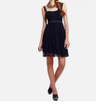 Anthropologie Dotted Mesh Dress /Black Romantic Ribbons Bow Runs Size M - $32.66