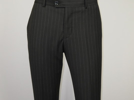 Men Suit BERLUSCONI Italian Wool 180's Pin Stripe One Button Peak UGS95-4 Black image 13