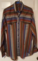 Vtg Ruddock Bros Shirt Mens Stripe Western Wear Cowboy Duster Style Made... - $27.16