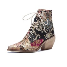 Women ankle boots plus size 22-28cm women shoes Chinese style embroidered flower - £83.09 GBP