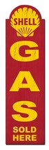 Shell Gas Sold Here Grunge Plasma Cut Metal Sign (30&quot; by 8&quot;) - £59.61 GBP
