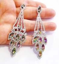 Vitrail Chandelier Earrings, Rhinestone Drop Earrings, Dangle Austrian Crystal J - £27.65 GBP