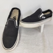 Vans Classic Slip On Unisex Womens 6 - Mens Size 4.5 US Black Canvas Shoes White - £13.30 GBP