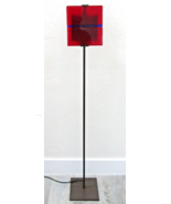 Ateliers Clarisse Dutraive Gray Steel and Red Glass Floor Lamp Signed c ... - $813.61 CAD