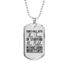 Don&#39;t Fall Into The Trap Necklace Stainless Steel or 18k Gold Dog Tag 24&quot; Chain - £38.16 GBP+