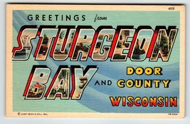 Greetings From Sturgeon Bay And Door Country Wisconsin Large Letter Post... - $20.43