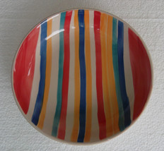 Hand Painted Stripe Design Multi-Colored Serving Bowl in Stonemite by TableTops  - £11.00 GBP