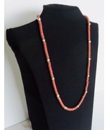 Coral Fashion Necklace 27&quot; With Rustic Faceted .25&quot; x .25&quot; Gold Color Beads - €11,42 EUR