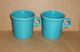 2 Fiestaware Turquoise Homer Laughlin USA O Ring Coffee Cup Mug GUC - £10.01 GBP