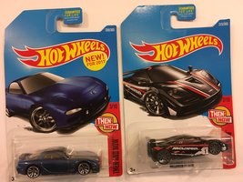 Hot Wheels 2017 Then and Now &#39;95 Mazda RX-7 336/365, Blue &amp; BONUS : Hot Wheels 2 - £34.44 GBP
