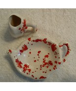 Ceramic Splatterware Teabag Holder and  Individual Creamer Vintage - £20.08 GBP