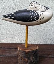 Shore Bird Wood Sleeping Yellow Leg Figurine by Marty Riley hand Carved Art - €40,27 EUR
