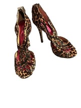 Betsey Johnson Leopard Print Heels Size 8.5 Open Toe - £15.23 GBP