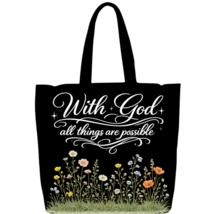 With God All Things Are Possible Canvas Tote Bag – Christian Floral Fait... - $16.95