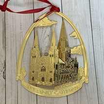 Holy Family Cathedral 3D Gold Plated Brass Ornament Holiday Christmas - £13.33 GBP