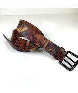 Mens Genuine Leather Brown Belt * Sz 36 * Western Print Casual Accessori... - $338.33 MXN