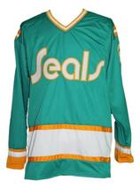Any Name Number California Seals Retro Hockey Jersey Green Meloche Any Size image 4