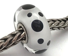 Authentic Trollbeads Black Spot Glass Charm 61400, New - $23.75