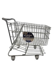 Vintage Mini Chrome Toy Shopping Cart Realistic with Wheels, Doll Accessory - £17.55 GBP
