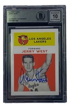 Jerry West Signed LA Lakers Reprint 1961 Fleer Rookie Card #43 BAS Grade 10 - £155.03 GBP