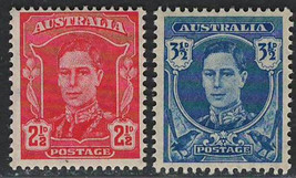 AUSTRALIA 1942-44  Very Fine MNH Stamps Scott # 194-95 &quot; King George VI &quot; - £1.30 GBP