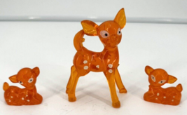 Vintage 1960s  Orange Lucite Deer Family Of 3  Doe and Her Fawns - $9.46