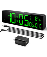 Digital Clock With Time Date Indoor Temperature 2 Alarm Clocks 6.6 Ft Ca... - £29.72 GBP
