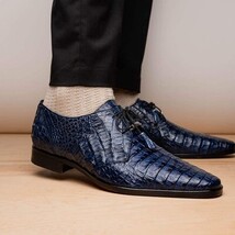 Lacio Genuine Caiman Crocodile Lace up Navy image 10