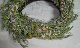 Vintage Wreath Fake Flowers Felt Green Leaves 14 Inch Door Hanger - $293.82 MXN