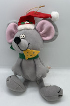 Russ Christmas Mouse plush ornament vintage adorable Gray With Cheese - £7.43 GBP