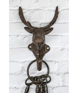 Pack Of 2 Cast Iron Vintage Western Rustic Bull Moose Head Wall Coat Hoo... - £20.41 GBP