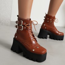 Lace Up Sexy Women&#39;s Boot Winter Fashion Platform Boots Punk High Heels Black Gr - £85.20 GBP