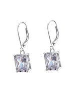 4 Carat Emerald Cut Created Diamond 925 Sterling Silver Dangle Earrings - £30.88 GBP